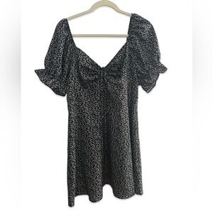 SHEIN Black Puff Sleeve Mini Sundress